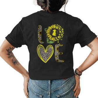 Love Yorkshire Terrier Sunflower For Dog Lover Gifts Womens Back Print T-shirt | Mazezy