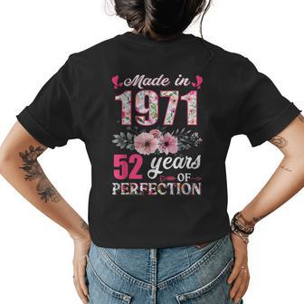 Made In 1971 Floral 52 Year Old 52Nd Birthday Gifts Women Womens Back Print T-shirt - Seseable
