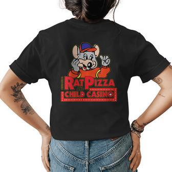 Mechanical Rat Pizza & Child Casino Gift For Womens Pizza Funny Gifts Womens Back Print T-shirt | Mazezy