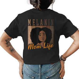 Melanin Mom Afro Curly Messy Bun Life For Mothers Day Womens Back Print T-shirt | Mazezy