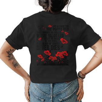 Memorial Day We Cherish Too The Poppy Red Us Veteran Womens Back Print T-shirt | Mazezy