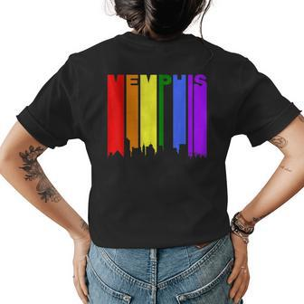 Memphis Tennessee Lgbtq Gay Pride Rainbow Skyline Womens Back Print T-shirt | Mazezy