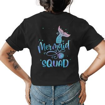 Mermaid Squad Cute Girls Birthday Squad Mermaid Tail Party Womens Back Print T-shirt - Monsterry
