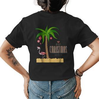 Merry Christmas In Florida T Beach Flamingo Santa Womens Back Print T-shirt | Mazezy