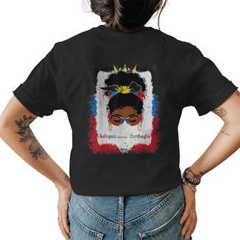 Messy Bun Antigua And Barbuda Flag Woman Girl Womens Back Print T-shirt - Seseable