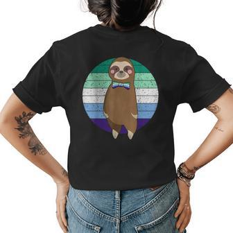 Mlm Pride Cute Sloth Animal Gay Male Lgbt Subtle Mlm Flag Womens Back Print T-shirt | Mazezy