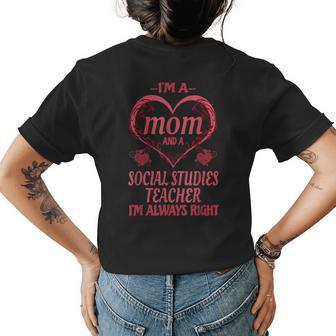 Mom Social Studies Teacher Funny Saying Gifts For Mom Funny Gifts Womens Back Print T-shirt | Mazezy