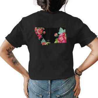 Montana Vintage Rose State Map Pride Patriotic Floral Gift For Womens Womens Back Print T-shirt | Mazezy