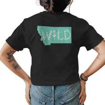 Montana Wild Floral Mint Green Pride State Gift Dk Womens Back Print T-shirt | Mazezy