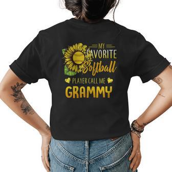 My Favorite Softball Player Calls Me Grammy Sunflower Gift For Womens Womens Back Print T-shirt | Mazezy