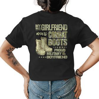 My Girlfriend Wears Combat Boots Military Boyfriend Gift Womens Back Print T-shirt | Mazezy