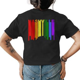 Nashville Tennessee Lgbtq Gay Pride Rainbow Skyline Womens Back Print T-shirt | Mazezy
