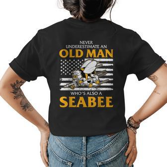 Never Underestimate An Old Man Whos Also A Seabee Womens Back Print T-shirt - Seseable