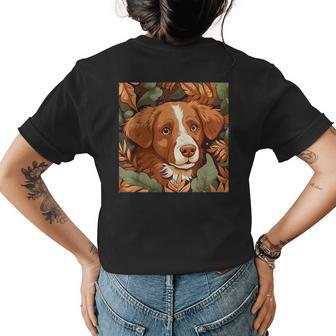 Nova Scotia Duck Tolling Retriever Toller Hiding In Leaves Womens Back Print T-shirt | Mazezy