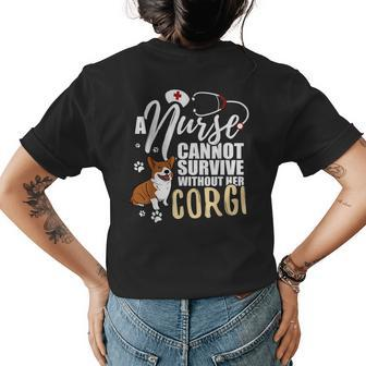 Nurse Dog Mom Corgi Nursing Gift For Women Womens Back Print T-shirt | Mazezy