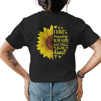 Nurse Gifts Cute Nursing Student Graduation Nurses Sunflower Gift For Womens Womens Back Print T-shirt | Mazezy