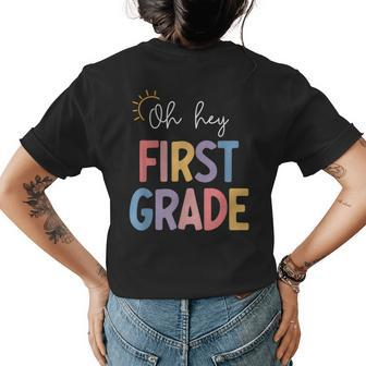 Oh Hey First Grade Teacher Student Team 1St Grade Squad Womens Back Print T-shirt - Seseable