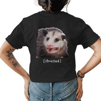 Opossum Stressed Funny Street Cat Meme Men Women Womens Back Print T-shirt - Seseable