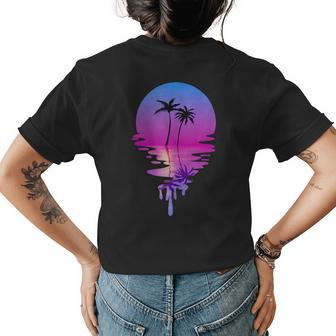 Palm Trees Beach Sunset Beach Lovers Women Men Gifts Womens Back Print T-shirt | Mazezy
