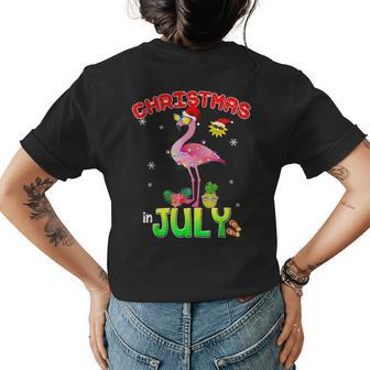 Pink Flamingo In Santa Hat Christmas In July Girl Flamingo Funny Gifts Womens Back Print T-shirt | Mazezy