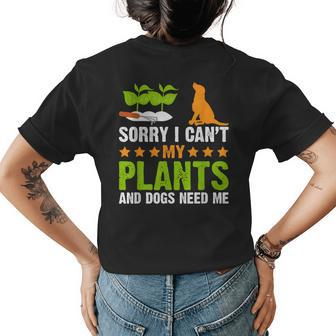Plants And Dog Lover Gardener Funny Gardening And Dogs Lover Womens Back Print T-shirt - Seseable
