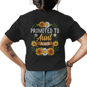 Promoted To Aunt Again Sunflower Gifts New Aunt Womens Back Print T-shirt | Mazezy