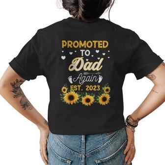 Promoted To Dad Again Est2023 Sunflower New Dad Est 2023 Womens Back Print T-shirt | Mazezy