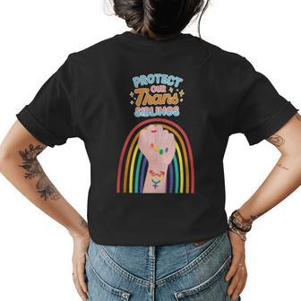 Protect Our Trans Siblings Gay Pride Month Lgbtq Rainbow Womens Back Print T-shirt | Mazezy