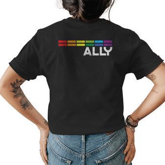 Proud Ally Bars Equality Lgbtq Rainbow Flag Gay Pride Ally Womens Back Print T-shirt | Mazezy