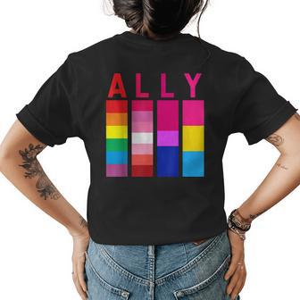 Proud Ally Pride Rainbow Lgbt Ally Womens Back Print T-shirt - Seseable