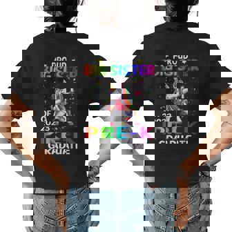 Proud Big Sister Of A Class Of 2023 Prek Graduate Unicorn Women's T-shirt Back Print | Mazezy