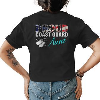 Proud Coast Guard Aunt With American Flag Veteran Veteran Funny Gifts Womens Back Print T-shirt | Mazezy