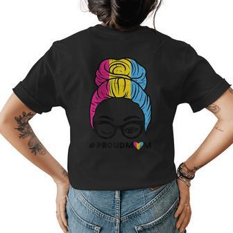 Proud Mom Pansexual Pride Flag Pan Mama Mother Ally Women Womens Back Print T-shirt | Mazezy