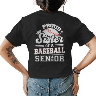 Proud Sister Of A Baseball Senior 2024 Graduate Gifts For Sister Funny Gifts Womens Back Print T-shirt | Mazezy