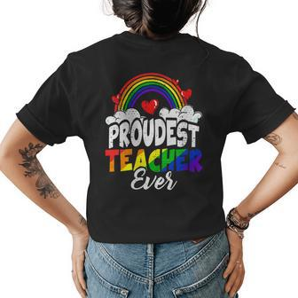 Proud Teacher Gay Pride Month Teaching Rainbow Flag Lgbtq Womens Back Print T-shirt | Mazezy