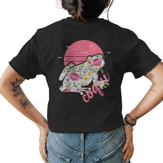 Puerto Rico Coqui Frog Floral Graphic Womens Back Print T-shirt - Seseable