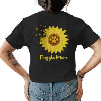 Puggle Mom Sunflower Dog Puppy Gift For Women Girls Womens Back Print T-shirt | Mazezy CA