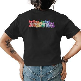 Rainbow Flag Pride Month Lgbtq Rainbow Corgi Womens Back Print T-shirt | Mazezy