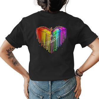 Rainbows Dragons Heart For Lgbt Gay Lesian Pride Womens Back Print T-shirt | Mazezy