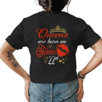 Red Lip Print Queens Are Born On September 22Nd Virgo Girl Gift For Womens Womens Back Print T-shirt | Mazezy