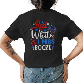 Red White And I Miss Booze Pregnant 4Th Of July Womens Back Print T-shirt - Thegiftio UK