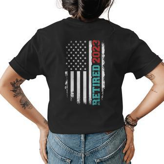 Retired 2023 Us American Flag For Retirement And Pensioner Womens Back Print T-shirt - Monsterry