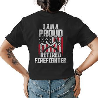 Retired Firefighter Pride Fireman Retirement Womens Back Print T-shirt | Mazezy