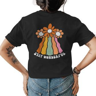Retro Flower Power Swirl Rainbow 60S 70S Stay Wonderful 70S Vintage Designs Funny Gifts Womens Back Print T-shirt | Mazezy