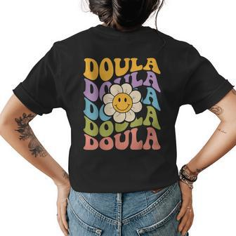 Retro Groovy Doula Cute Doula Midwife Doula Birth Womens Back Print T-shirt | Mazezy