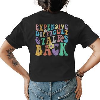 Retro Groovy Expensive Difficult And Talks Back Mothers Day Women's Crewneck Short Sleeve Back Print T-shirt - Thegiftio UK