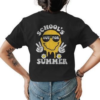 Retro Groovy Schools Out For Summer Graduation Teacher Kids Womens Back Print T-shirt | Mazezy