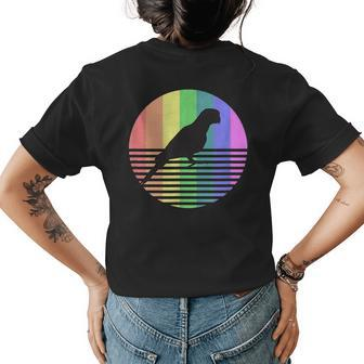 Retro Parrot Gay Pride Vintage 80S Rainbow Colors Bird Gift Womens Back Print T-shirt | Mazezy