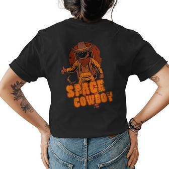 Retro Space Cowboy Cowgirl Rodeo Horse Astronaut Western Womens Back Print T-shirt | Mazezy