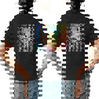 Retro Y2k Pride Rainbow Checkered Kidcore Aesthetic Peace Womens Back Print T-shirt | Mazezy
